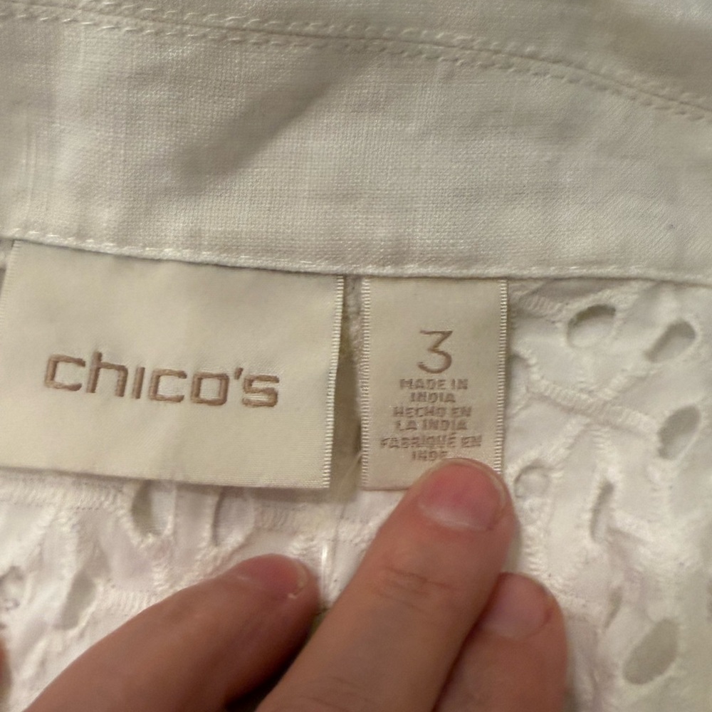Chico's White Utility Jacket with Eyelet Detail 0019 - Picture 3 of 6